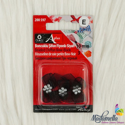 Blister - 200599 BEAD CHIFFON BOWTIE 10 MM. RED