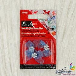 Blister - 200637 BEADED CHİFFON BOWTIE 10 MM. BLUE