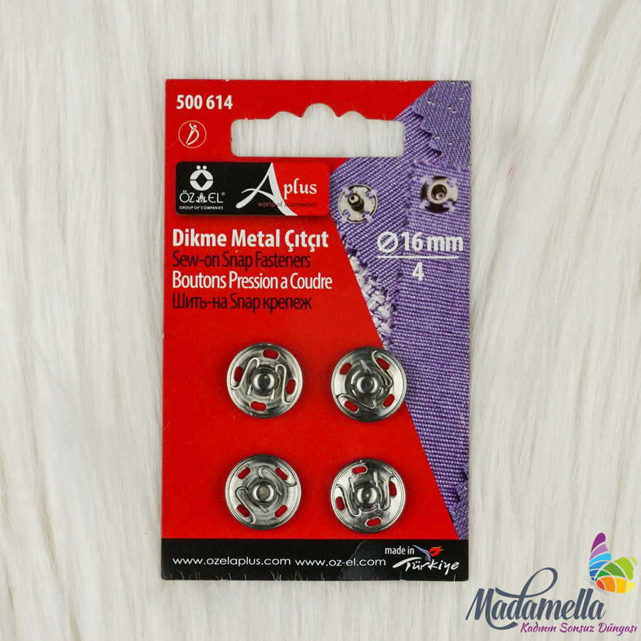 500614 Dikme Metal Çıtçıt 16 Mm. (4 Adet)