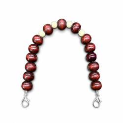 Noname - AHŞAP BORDO-KREM RENGİ YUVARLAK BONCUKLU ÇANTA SAPI 30 CM