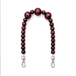 Noname - AHŞAP BORDO RENGİ YUVARLAK BONCUKLU ÇANTA SAPI 30 CM