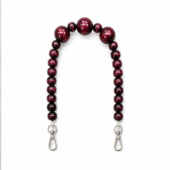 AHŞAP BORDO RENGİ YUVARLAK BONCUKLU ÇANTA SAPI 30 CM