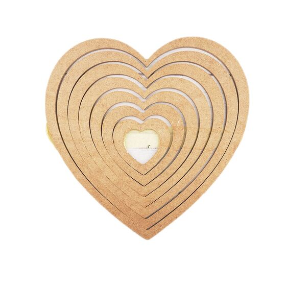 AHŞAP KALP FİGÜRLÜ MAKROME HALKASI 7 Lİ SET 38 CM