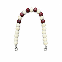 Noname - AHŞAP KREM-BORDO RENGİ YUVARLAK BONCUKLU ÇANTA SAPI 40 CM