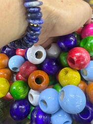 Madamella - AHŞAP RENKLİ BONCUK YUVARLAK MODEL 20 MM. MİX