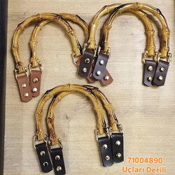 Noname - AKRİLİK UÇLARI DERİLİ BAMBU ÇANTA SAPI 4890