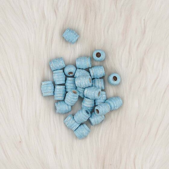 BLUE WOOD CORRUGATED BEADS 14 MM 50 GR.
