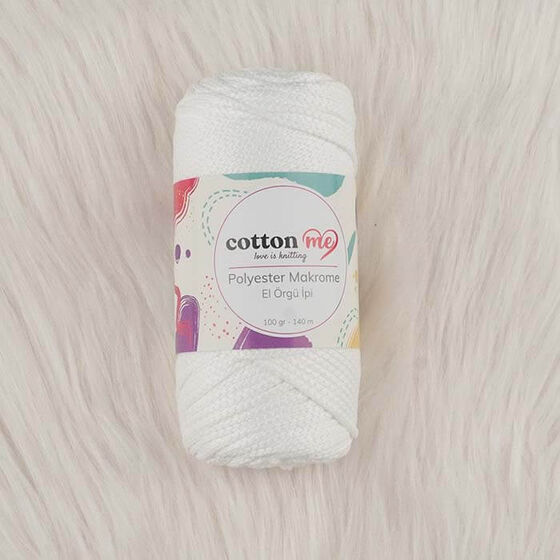 COTTON ME POLYESTER MACROME HAND KNITTING YARN 100 GR 140 M.