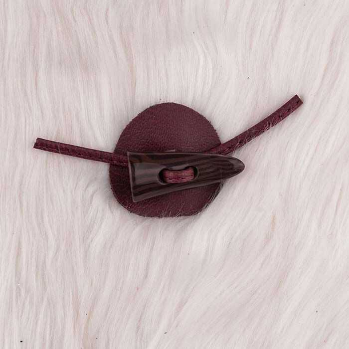 Deri Biritli Çoban Düğme Bordo 4.5 Cm