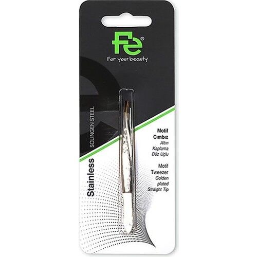 FE SOLINGEN TWEEZERS MOTIF GOLD PLATED STRAIGHT END FEPI058