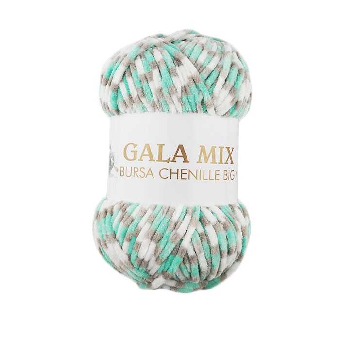 Gala Bursa Chenille Kadife İp 210 Gr. Ebruli Su Yeşili