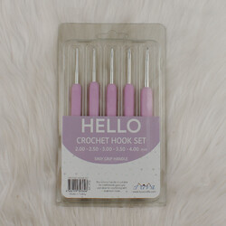 HELLO CROCHET HOOK SET SİLİKON SAPLI TIĞ SETİ - Thumbnail