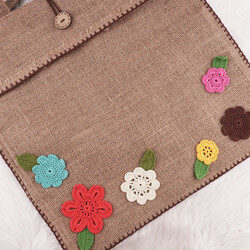 JUTE BAG FABRIC BAG WITH DAISY FLOWER - Thumbnail