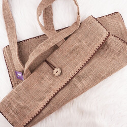 JUTE BAG FABRIC BAG WITH DAISY FLOWER - Thumbnail