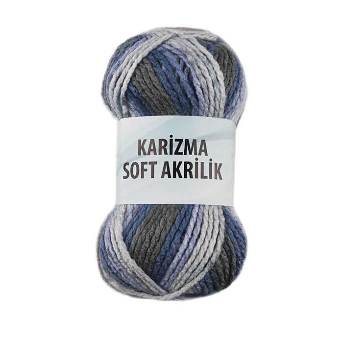 Karizma Soft Akrilik Örgü İpi 100 Gr. Mavi Ebruli