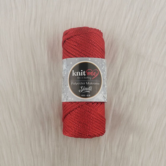 KNİT ME SILVERY POLYESTER MACROME HAND KNITTING YARN 100 GR 45 M.