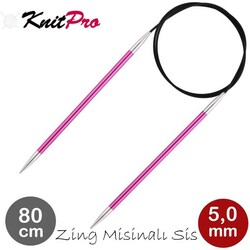 Knitpro - KNİTPRO 47131 ZİNG 80 CM. 5.00 MM. MİSİNALI ŞİŞ