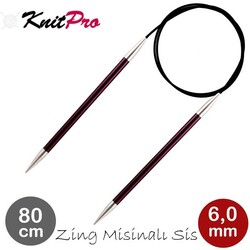 Knitpro - KNİTPRO 47133 ZİNG 80 CM. 6.50 MM. MİSİNALI ŞİŞ