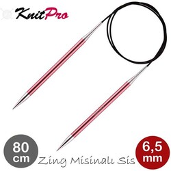 Knitpro - KNİTPRO 47134 ZİNG 80 CM. 6.50 MM. MİSİNALI ŞİŞ