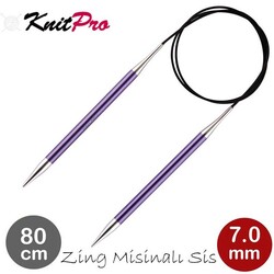 Knitpro - KNİTPRO 47135 ZİNG 80 CM. 7.00 MM. MİSİNALI ŞİŞ