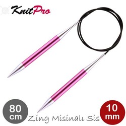 Knitpro - KNİTPRO 47138 ZİNG 80 CM. 10.00 MM. MİSİNALI ŞİŞ