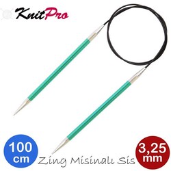 Knitpro - KNİTPRO 47156 ZİNG 100 CM. 3.25 MM. MİSİNALI ŞİŞ