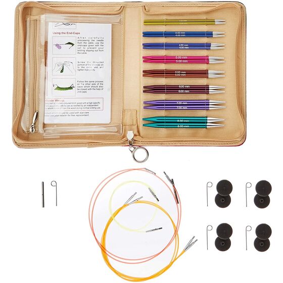 KNİTPRO 47404 ZİNG DELÜXE MİSİNALI DEĞİŞTİRİLEBİLİR YUVARLAK ÖRGÜ ŞİŞ SETİ