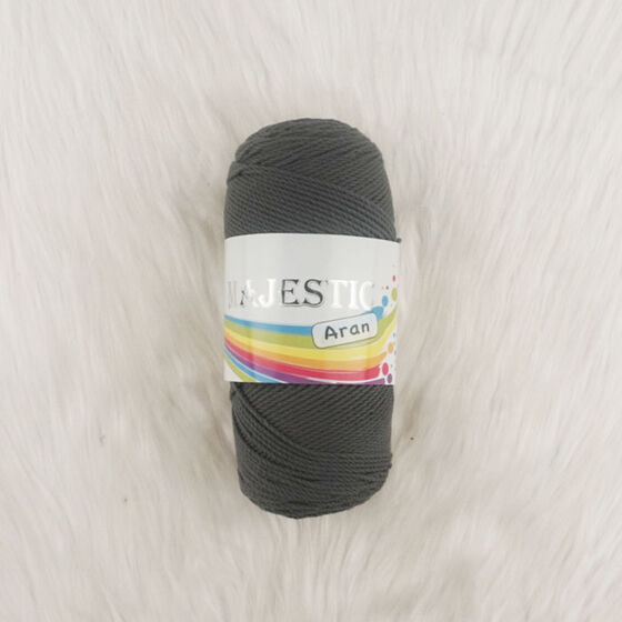MAJESTIC ARAN 75% ACRYLIC 25% COTTON LIGHT GLOSSY SMOOTH KNITTING YARN 100 GR ANTHRACITE