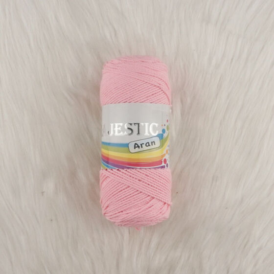 MAJESTIC ARAN 75% ACRYLIC 25% COTTON LIGHT GLOSSY SMOOTH KNITTING YARN 100 GR PINK
