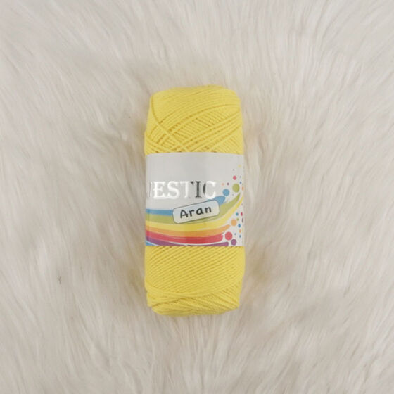 MAJESTIC ARAN 75% ACRYLIC 25% COTTON LIGHT GLOSSY SMOOTH KNITTING YARN 100 GR YELLOW