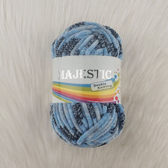 MAJESTIC DOUBLE KNITTING VELVET BLUE MARBLE KNITTING YARN 100 GR