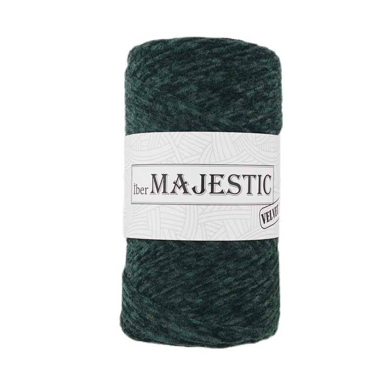 Majestic Velvet Kadife Görünümlü Kara Yeşil Makrome İpi 200 Gr