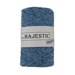 MAJESTİC - MAJESTİC VELVET XL KADİFE GÖRÜNÜMLÜ GÖKMAVİ MAKROME İPİ 250 GR