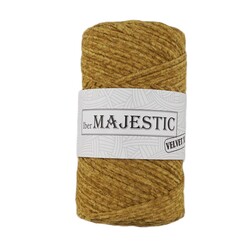 MAJESTİC - MAJESTİC VELVET XL KADİFE GÖRÜNÜMLÜ HARDAL MAKROME İPİ 250 GR