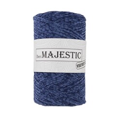 MAJESTİC - MAJESTİC VELVET XL KADİFE GÖRÜNÜMLÜ HAVACI MAVİ MAKROME İPİ 250 GR