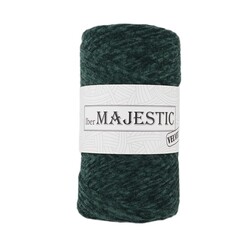 MAJESTİC - MAJESTİC VELVET XL KADİFE GÖRÜNÜMLÜ KARA YEŞİL MAKROME İPİ 250 GR