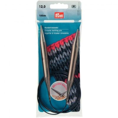 -PRYM 212246 PARLAK MİSİNALI ÖRGÜ ŞİŞİ 100 CM. 12.00 MM.