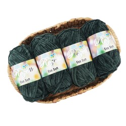 Rozetti - ROZETTİ ECO CHENİLLE ÖRGÜ İPİ 500 GR.KARA YEŞİL