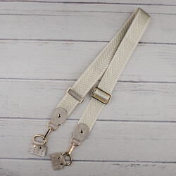 Noname - SİMLİ HAKİKİ DERİLİ ÇANTA ASKISI 135 X 4 CM.-KREM-GOLD