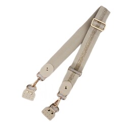 Noname - SİMLİ HAKİKİ DERİLİ ÇANTA ASKISI 135 X 4 CM.-KREM SİMLİ-GOLD