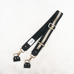 Noname - SİMLİ HAKİKİ DERİLİ ÇANTA ASKISI 135 X 4 CM.-SİYAH SİMLİ-GOLD