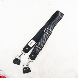 Noname - SİMLİ HAKİKİ DERİLİ ÇANTA ASKISI 90 X 4 CM.- SİYAH-GÜMÜŞ