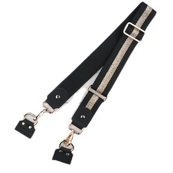 Noname - SİMLİ HAKİKİ DERİLİ ÇANTA ASKISI 90 X 4 CM.- SİYAH-SİMLİ GOLD