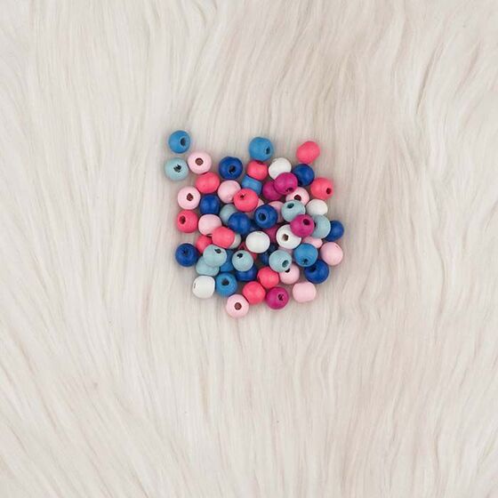 WOODEN COLORED BEADS 6 MM 50 GR.