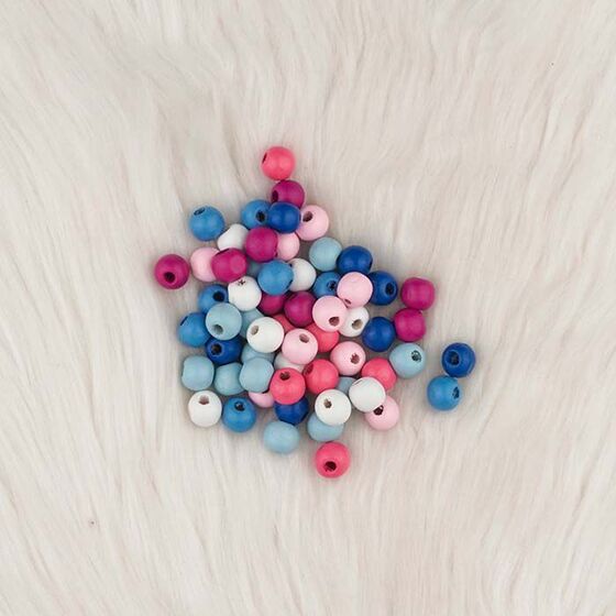 WOODEN COLORED BEADS 8 MM 50 GR.