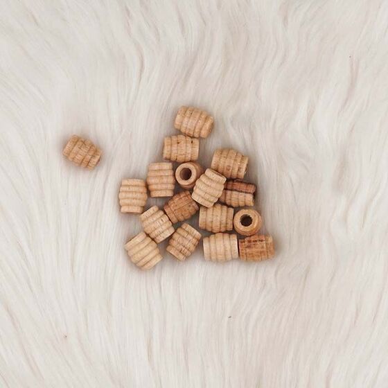 WOODEN VARNISH CORRUGATED BEADS 14 MM 50 GR.